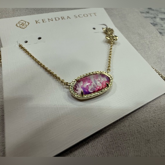 💜Kendra Scott LoveShackFancy Elisa Purple Iris Illusion Necklace Bow 🎀 - Picture 3 of 5